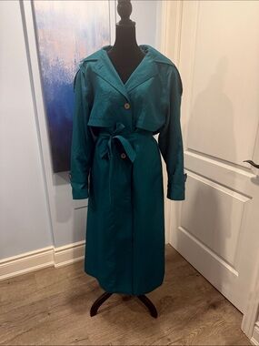 Apropos Vintage Women's Teal Trench Coat with Belt
